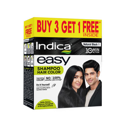 Indica Easy Do-It-Yourself 10 Minutes Hair Color Shampoo Natural Black