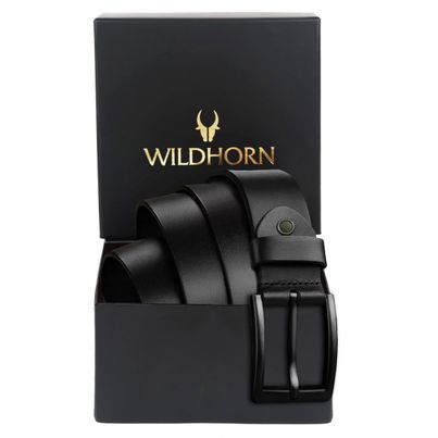 Wildhorn Men's Solid Genuine Leather Men's Belt | Black - Free Size Wildhorn Men's Solid Genuine Leather Men's Belt | Black - Free Size