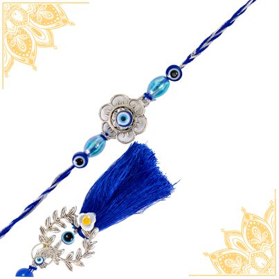 Bhaiya Bhabhi Evil Eye Flower Rakhi (Avyaan Rakhi) Set of 2 Bhaiya Bhabhi Evil Eye Flower Rakhi (Avyaan Rakhi) Set of 2