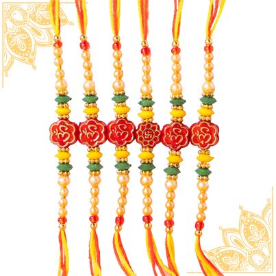 Religious Om Dori Rakhi (Shree Rakhi) Set of 6 Religious Om Dori Rakhi (Shree Rakhi) Set of 6