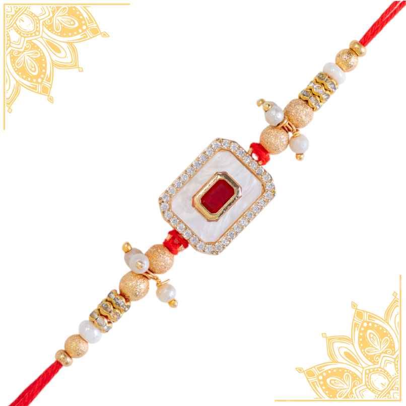 American Diamond Premium A.D. & M.O.P Rakhi (Avyaan Rakhi) Set of 1