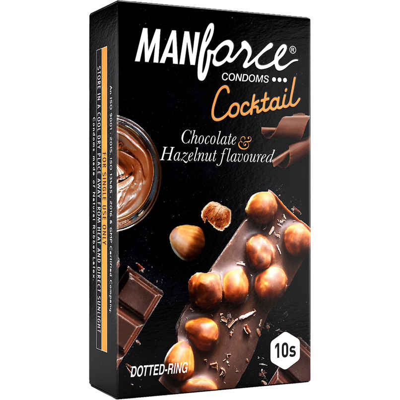 Manforce Cocktail Condoms with Dotted-Rings Hazelnut & Chocolate Flavoured