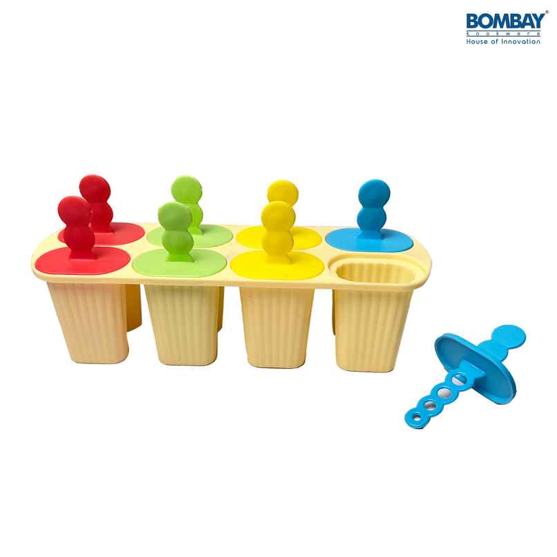 Bombay Kookware Manual Ice Cream Maker | 8 Popsicles Yellow Colour Base