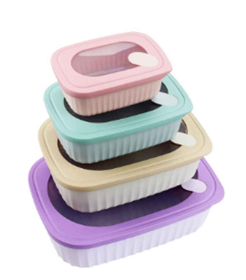 YELLOCUT Storage Plastic, Silicone Container Set | Multicolour - 450 ml | 850 ml | 1500 ml | 2300 ml