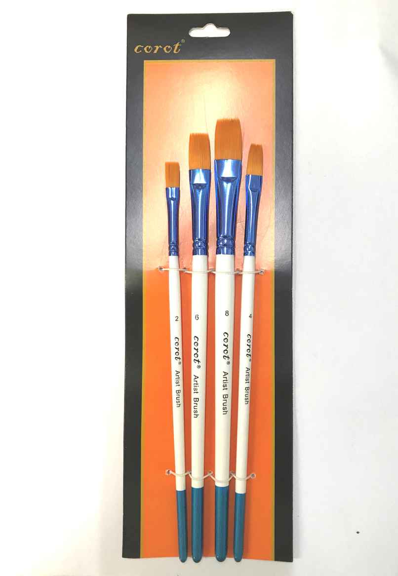 Chrome 4 Pcs Small Handle Flat Brushes Chrome 4 Pcs Small Handle Flat Brushes