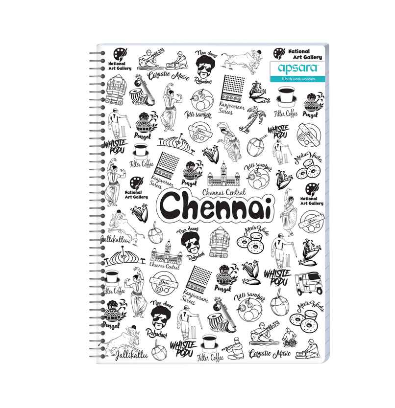 Apsara Spiral Notebook 6Subject 26.7 x 20.3 302Pages Blue Single Line 60gsm (Covers May Differ)