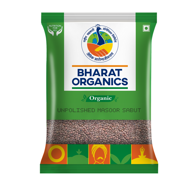 Bharat Organics Unpolished Masoor Sabut