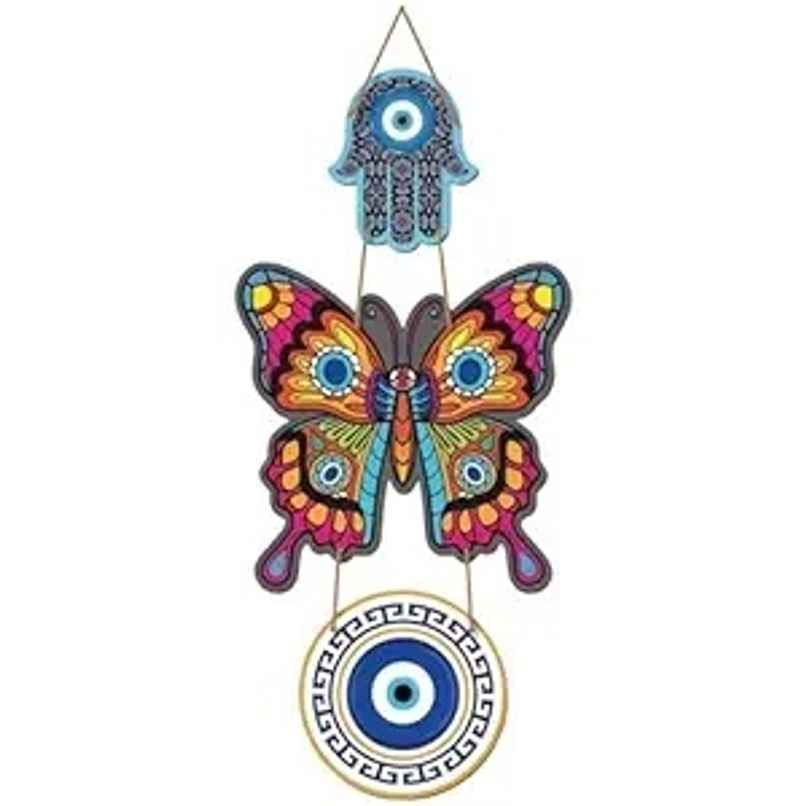 Daluci Wooden Wall Hanging For Home Decor | Hamsa Hand Peace Charm | Butterfly Evil Eye Daluci Wooden Wall Hanging For Home Decor | Hamsa Hand Peace Charm | Butterfly Evil Eye