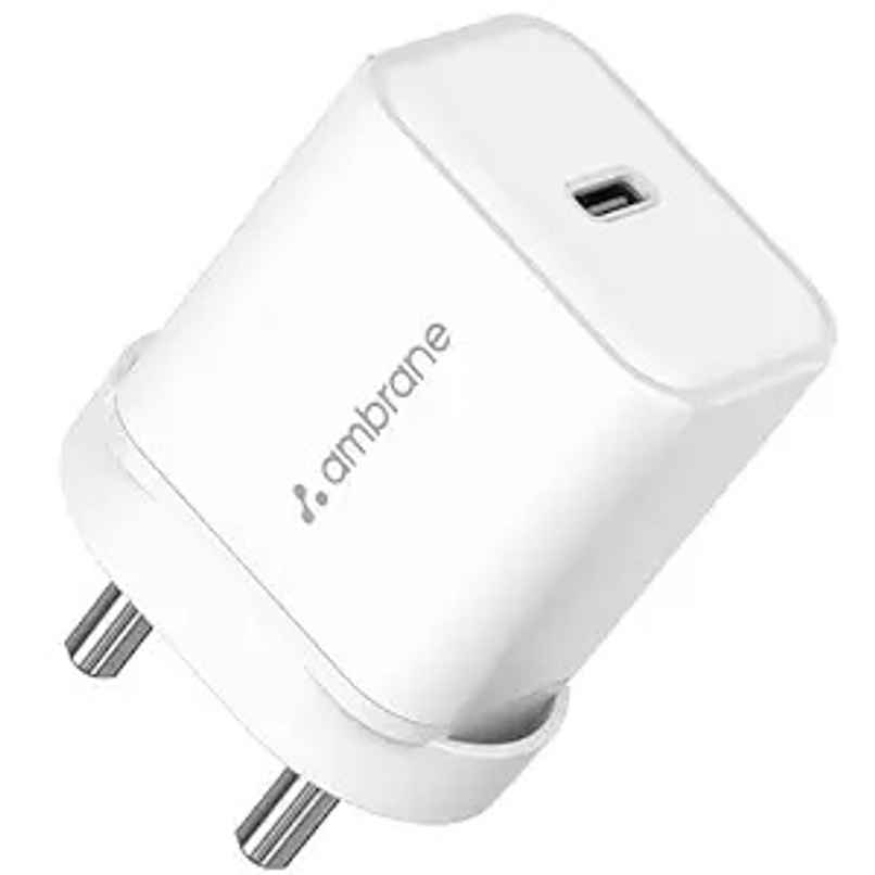 Ambrane 20W Type C to C Mobile Charger Adapter, Fast Charging For Android & Ios (Charge 20, White)