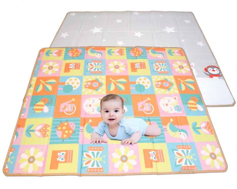 Toyshine Extra Large Baby Floor Mat, Foldable, Reversible, Waterproof, Flower Print