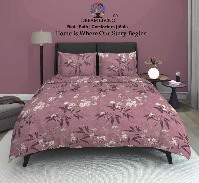 Dream Living 135 GSM Double Bedsheet Set |220 x 250 cm| With 2 Pillow Covers