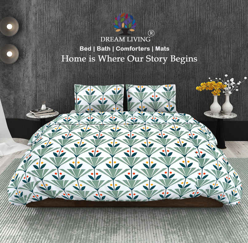 Dream Living 115 GSM Double Bedsheet Set |220 x 250 cm| With 2 Pillow Covers