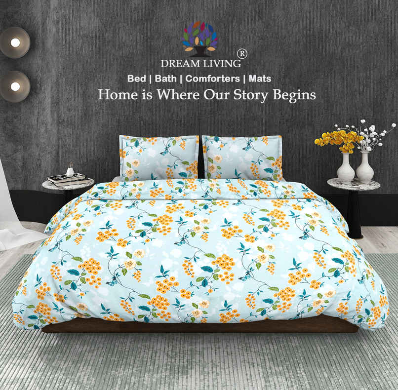 Dream Living 115 GSM Double Bedsheet Set |220 x 250 cm| With 2 Pillow Covers
