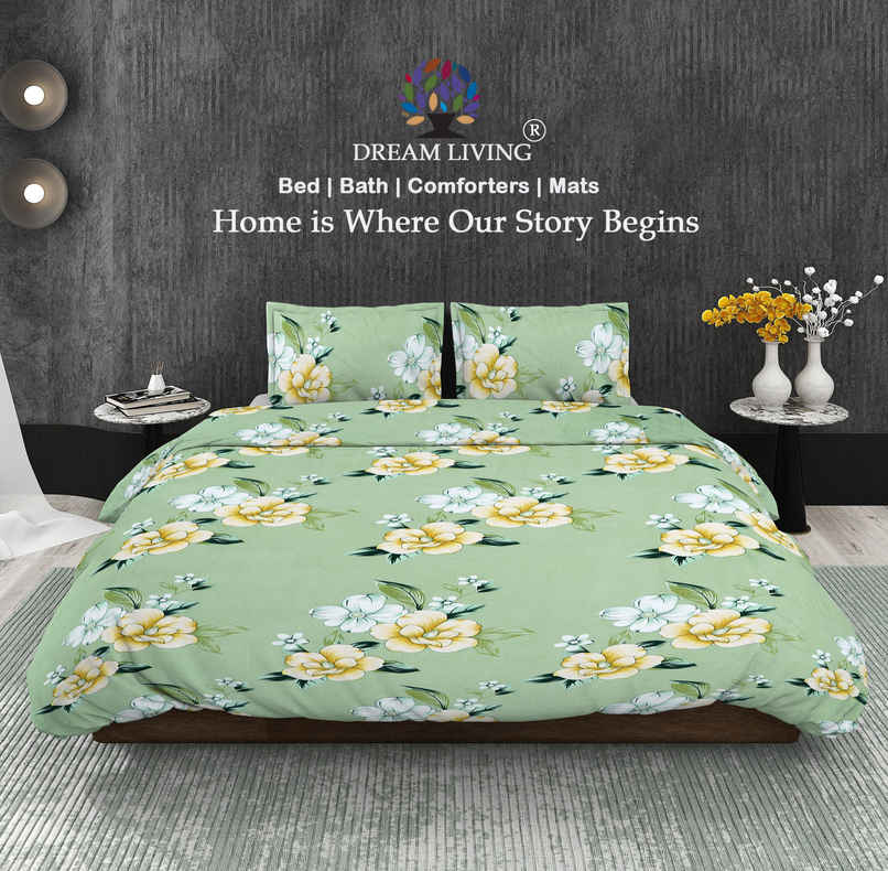 Dream Living 115 GSM Double Bedsheet Set |220 x 250 cm| With 2 Pillow Covers