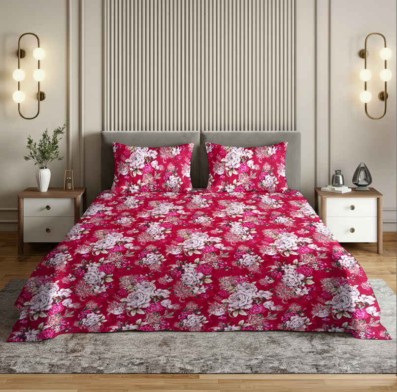 Dream Living 135 GSM King Bedsheet Set |275 x 275 cm| With 2 Pillow Covers