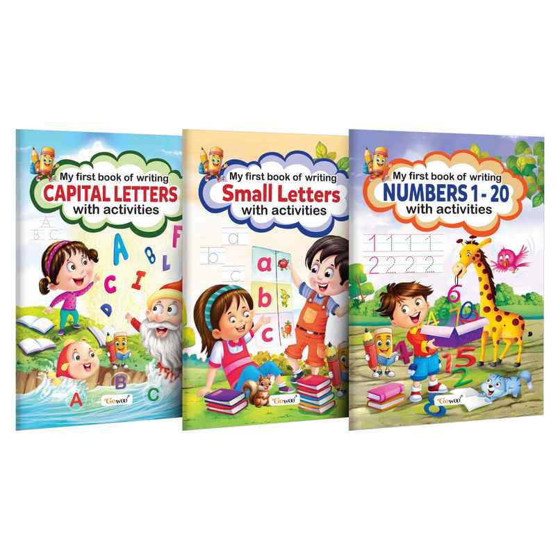 My First Book of Writing Capital Letters | Small Letters & Numbers 1-20 With Activities -Pack of 3