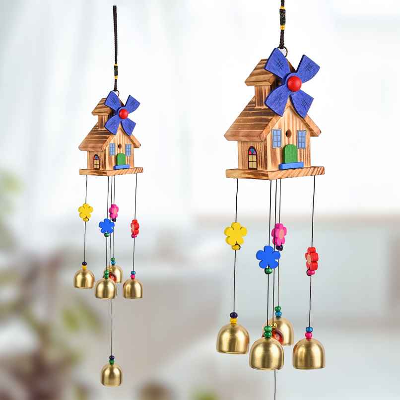 HINDCRAFT Spiritual House Windchime with 5 Bells Vastu Wind Chimes for Positive Energy and Harmony