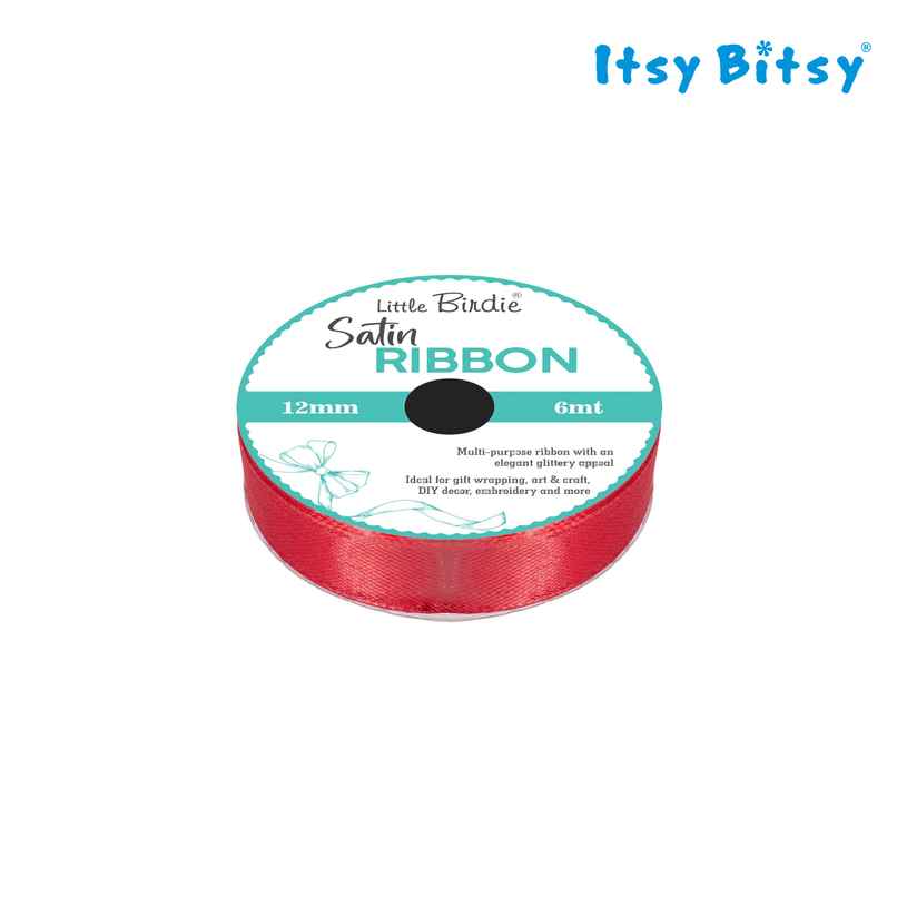 Itsy Bitsy Satin Ribbon | 12 mm | Red | 6 m | 1 Roll | LB Itsy Bitsy Satin Ribbon | 12 mm | Red | 6 m | 1 Roll | LB