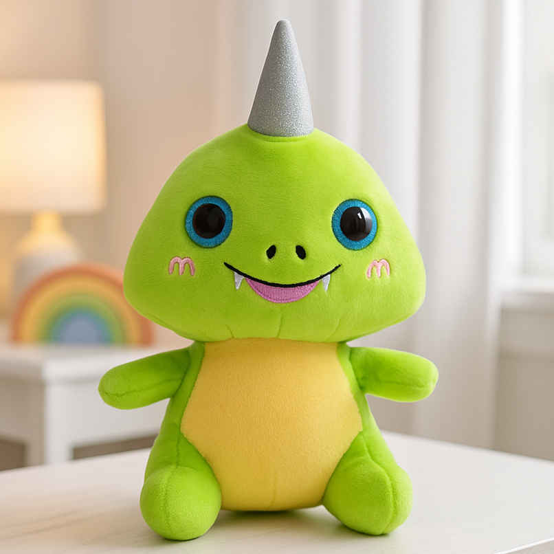 Spanker Dino Soft Toy | Cute Plush Dinosaur for Kids Decor | Green - 21 cm Spanker Dino Soft Toy | Cute Plush Dinosaur for Kids Decor | Green - 21 cm