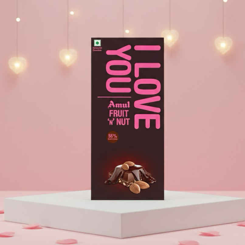 Amul Fruit n Nut Dark Chocolate | I Love U pack