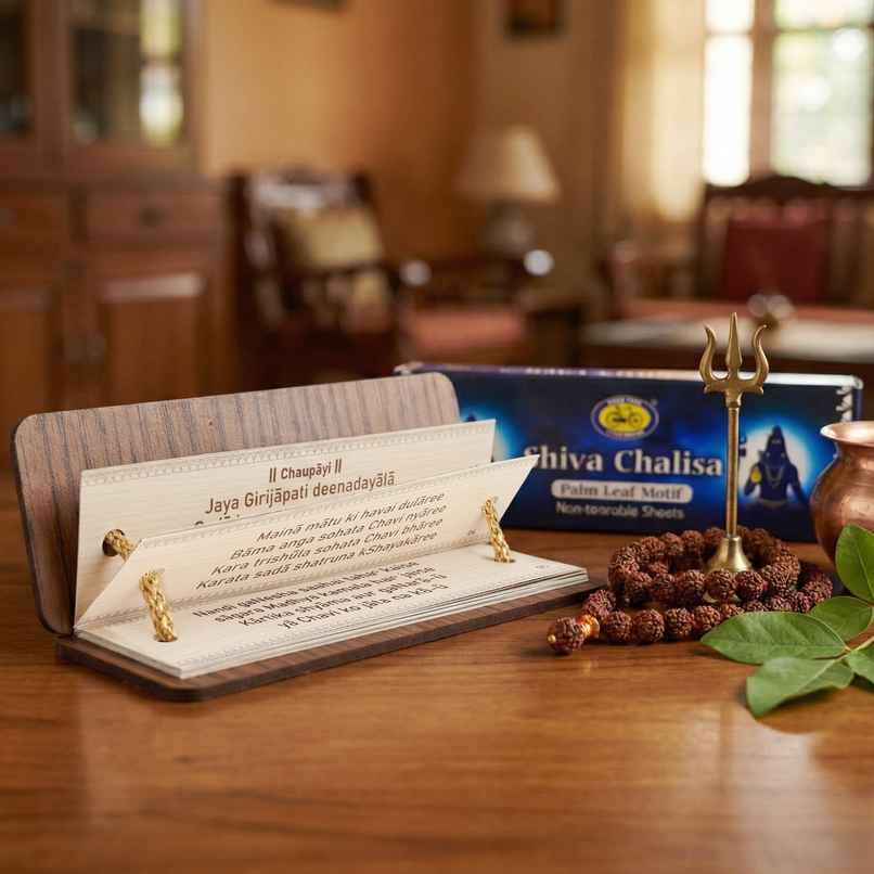 Shiva Chalisa Palm Leaf Motif Prayer Book | Non-Tearable | Cycle