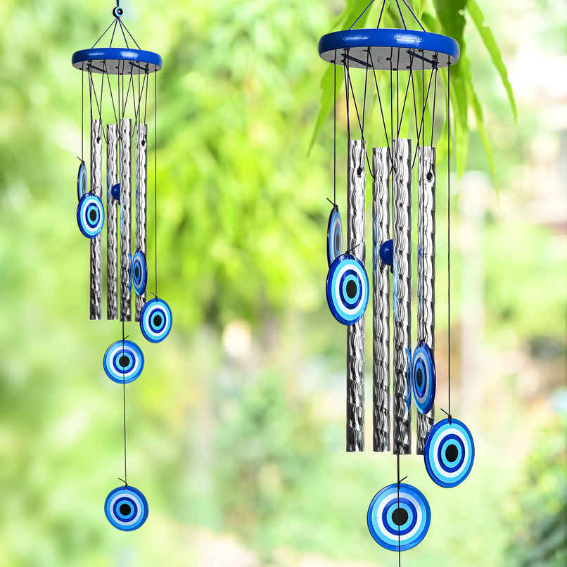 HINDCRAFT Evil Eye Wind Chimes for Home and Garden Spiritual Protection and Positive Energy Decor
