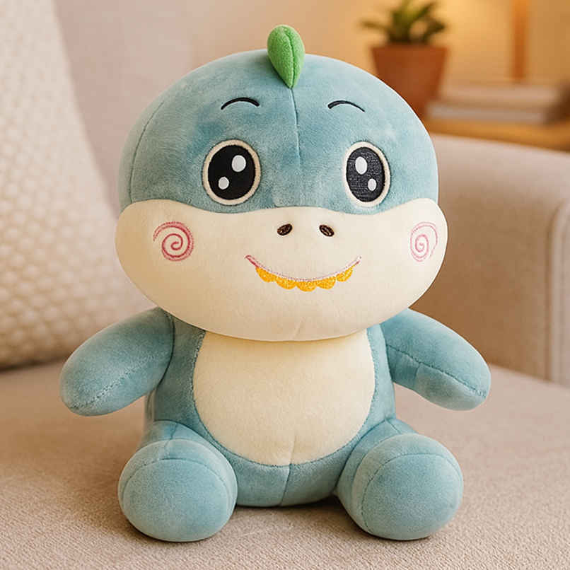 Spanker Dinosaur Soft Toy | Cute Plush Dino for Kids & Room Decor | Blue - 28 cm