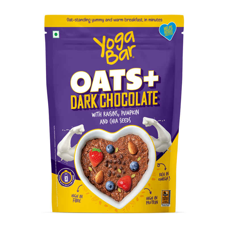 Yogabar Dark Chocolate Oatmeal 400g Breakfast Cereal Gluten Free Oats High in Protein & Gluten-Free