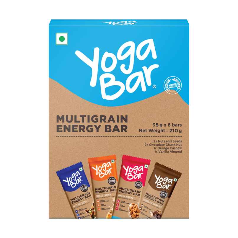 Yogabar Multigrain Energy Bar (Pack of 6) with Fruits, Nuts, Oats and Millets