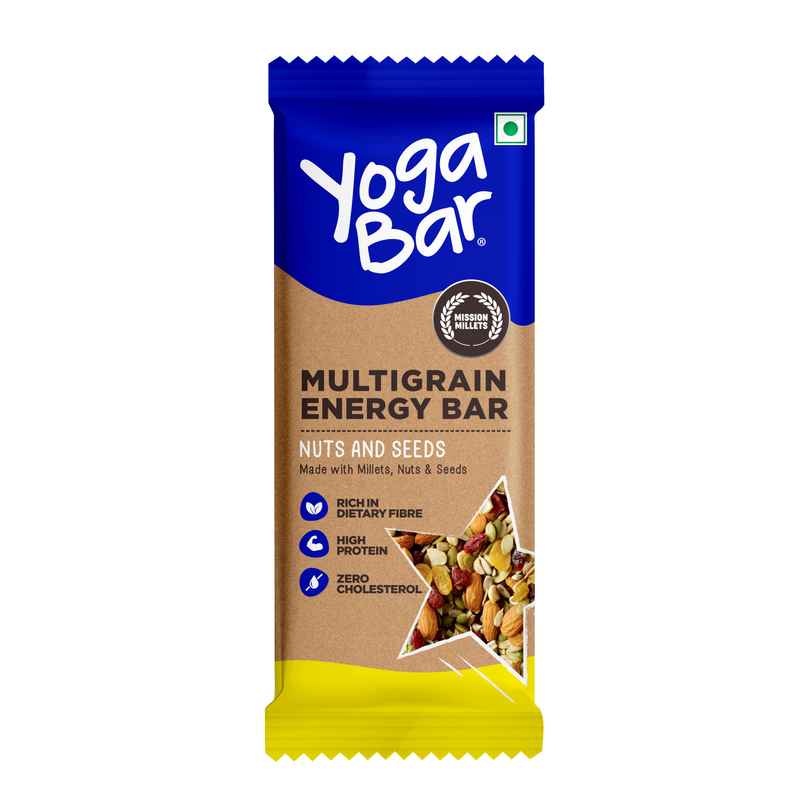 Yogabar Multigrain Energy Bars , Nuts and Seeds 35g - with Nuts,Oats,Millets, Gluten Free,Granola Bar