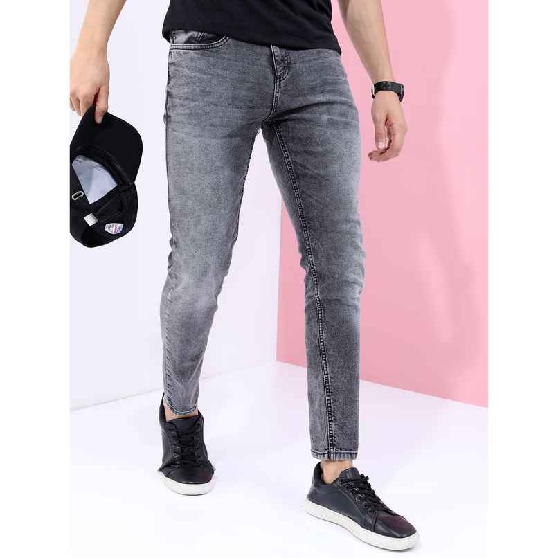 Highlander Men's Tapered Fit Heavy Fade Stretchable Jeans | Grey - 38