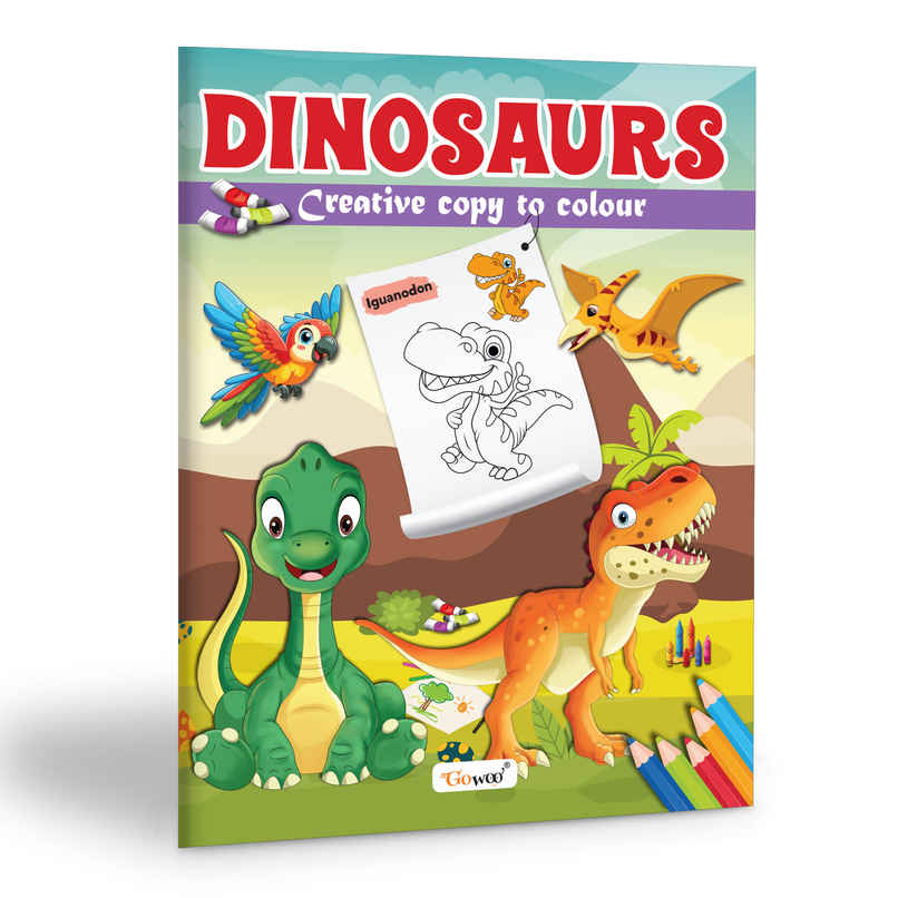 Dinosaurs-Creative Copy To Colour | Educational Colouring Book for Kids | Copy Colouring Book