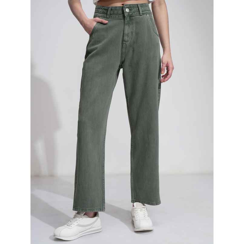 Tokyo Talkies Women's Slim Fit Stretchable Jeans | Green - M