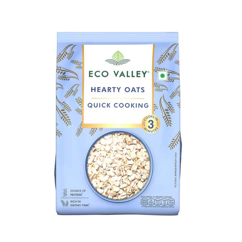 Eco Valley Hearty Oats | Rich in Protein and Fibre | 100% natural grain | Cooks in 3 Minutes