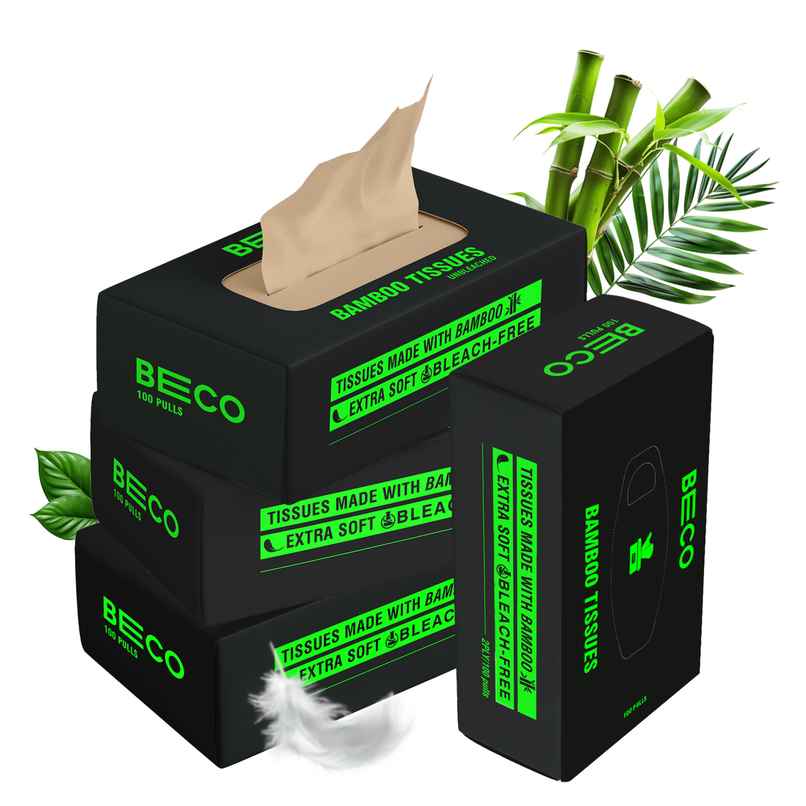 Beco Facial Tissue Box, 100 Pulls Each, Pack of 4 Beco Facial Tissue Box, 100 Pulls Each, Pack of 4