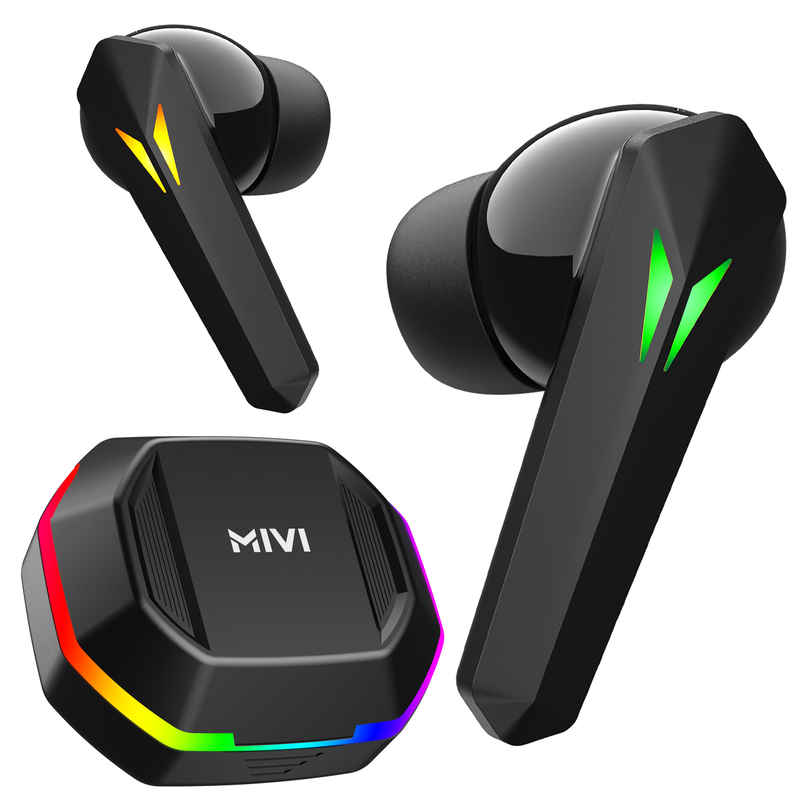 Mivi Commando X7,35Ms Low Latency,13Mm Bass,50H Playtime,Dual Mic Ai Enc,Typec,5.3 Bluetooth -Black