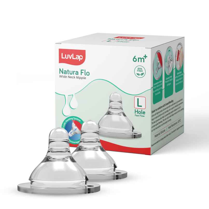 LuvLap Wide Neck Bottle with Anti-Colic Nipple, Soft & Flexible Silicone, 6m+, Fast Flow, BPA Free LuvLap Wide Neck Bottle with Anti-Colic Nipple, Soft & Flexible Silicone, 6m+, Fast Flow, BPA Free
