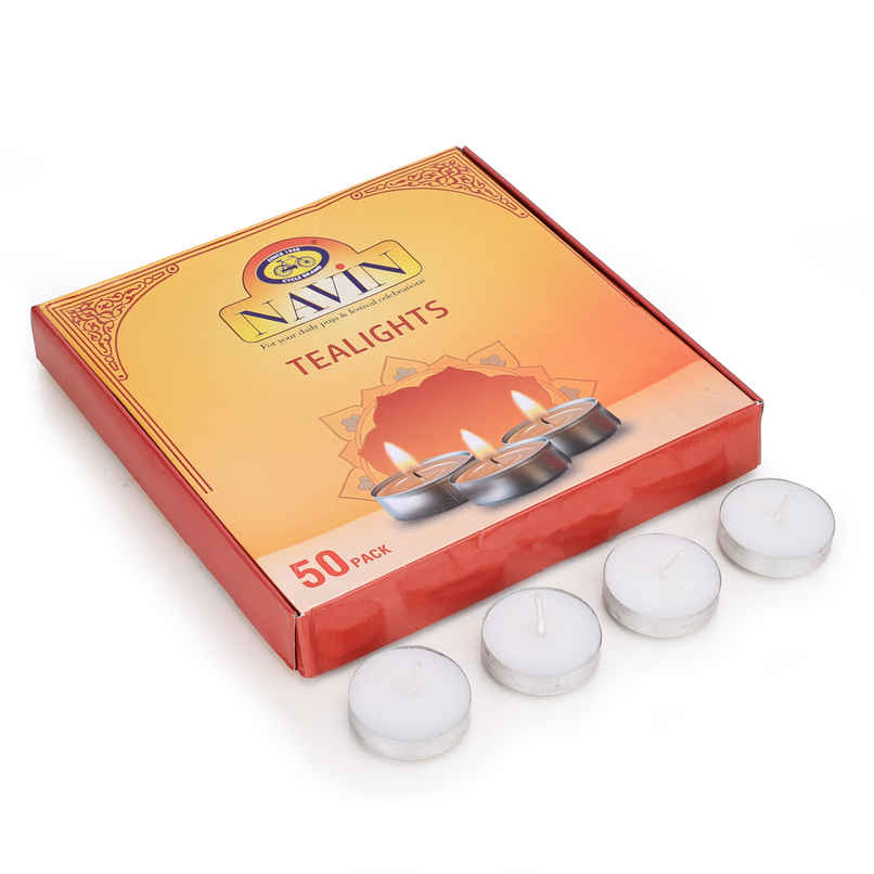Navin Tealight Candles | Wax | Pack Of 50 | 6 g Each | Cycle