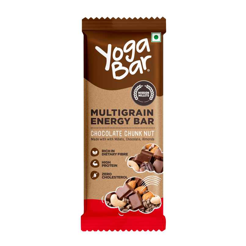 Yogabar Multigrain Energy Bars Chocolate Chunk with Nuts, Oats and Millets,Chia Seeds, Protein Bars