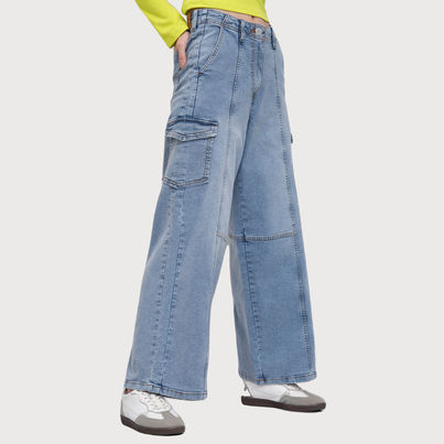 Tokyo Talkies Women's Cargo Jeans | Light Blue - M Tokyo Talkies Women's Cargo Jeans | Light Blue - M