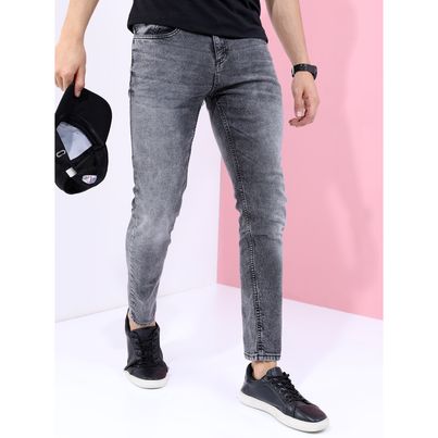 Highlander Men's Tapered Fit Heavy Fade Stretchable Jeans | Grey - 38 Highlander Men's Tapered Fit Heavy Fade Stretchable Jeans | Grey - 38