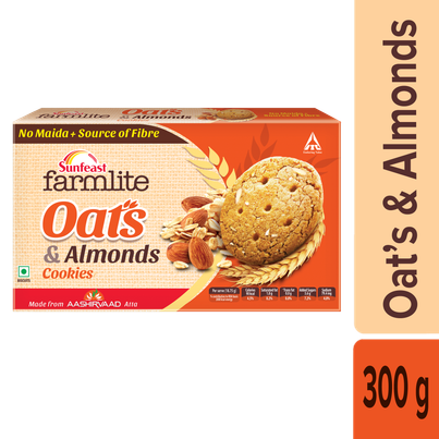 Sunfeast Farmlite Oats & Almonds Biscuits | Maida-free and Trans Fat-free