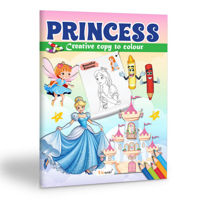 Princess-Creative Copy To Colour | Fun Colouring Book for Children | Kids Copy Colouring Book