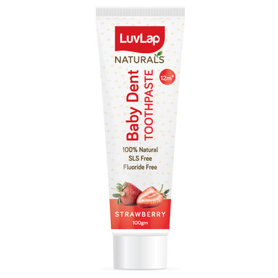 LuvLap 100% Natural Baby Toothpaste, Strawberry Flavour, Prevents Bacteria, Removes Plaque, 12M+