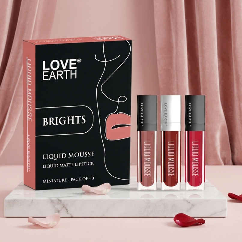 Love Earth Liquid Mousse Matte Lipstick | Brights | Pack of 3