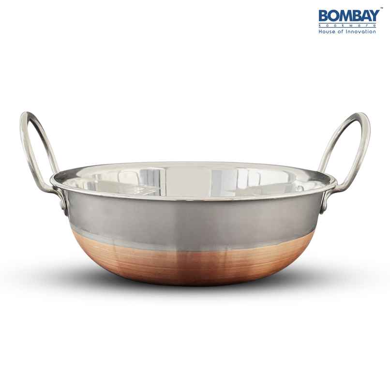 Bombay Kookware Stainless Steel Kadai With Copper Bottom (2 Ltr)