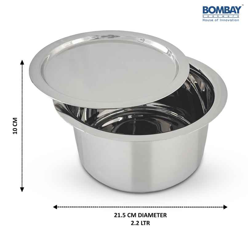 Bombay Kookware Stainless Steel Patela 2.2 Ltr With Steel Lid