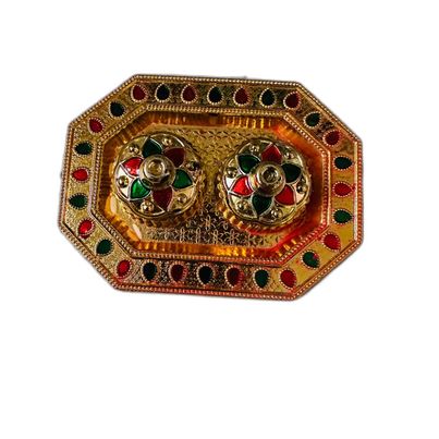 eCraftIndia Golden Decorative Roli Chawal/Rice Holder | Akshata Haldi Kumkum Holder | Krishna Janmastami Special eCraftIndia Golden Decorative Roli Chawal/Rice Holder | Akshata Haldi Kumkum Holder | Krishna Janmastami Special
