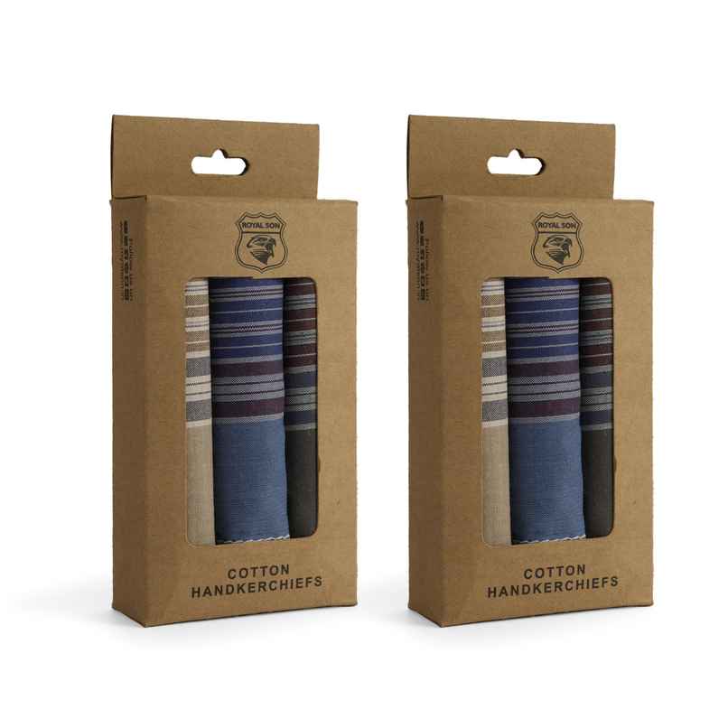 Royal Son Men's Premium Cotton Casual Handkerchief Hanky (Multicolor) - HNYK - CHKS - 6P