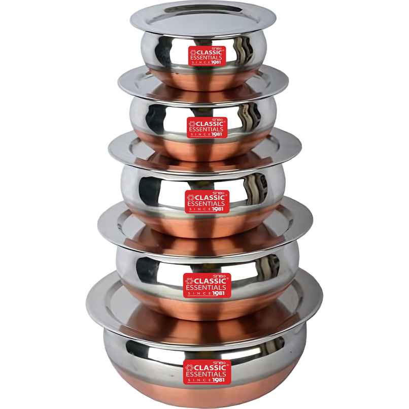 Classic Essentials Stainless Steel Induction Bottom Copper Base Handi Set With Lid 10 Piece